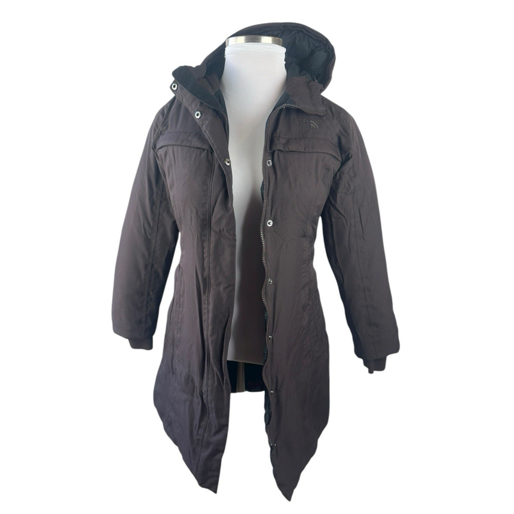 The North Face Parka Coat HyVent Goose Down Hooded Brown Winter Women’s Small - Picture 3 of 16